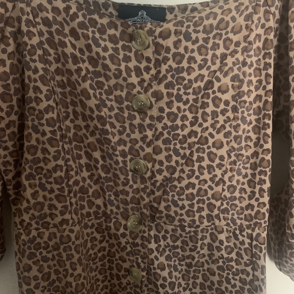 NWT Francesca’s Abrie Leopard Button Down Dress - Picture 4 of 4